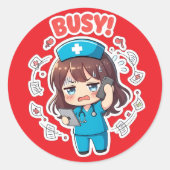 Original Chibi Nurse 3.0 - Busy ラウンドシール (正面)