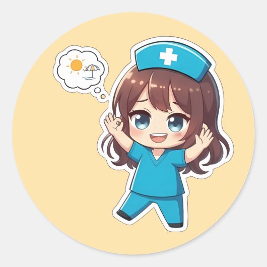 Original Chibi Nurse 3.0 - Vacation Time ラウンドシール (正面)