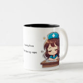 Original Chibi Nurse - A little Exhaustion ツートーンマグカップ (正面右)