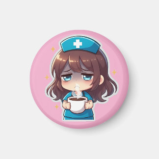 Original Chibi Nurse - Coffee with Tired マグネット