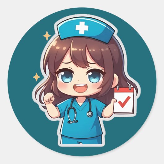 Original Chibi Nurse - Nursing Life ラウンドシール (正面)