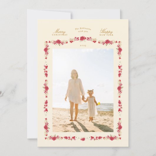 original christmas watercolor botanicals photo シーズンカード (正面)