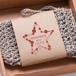 Original Cute Star of Buttons Handmade with Love ラバースタンプ