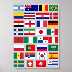 Original FOOTBALL SOCCER TEAM FLAGS 2018 pattern ポスター