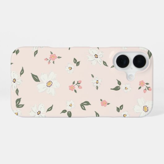 Original hand-drawn floral pattern iPhone case 16ケース (裏面横)