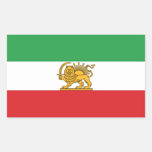 Original Iranian Lion and Sun Historic Flag 長方形シール (正面)