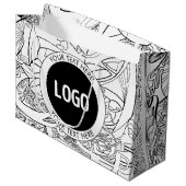 Original Modern Line Artwork & Your Logo ラージペーパーバッグ (正面アングル)