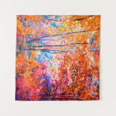 Original oil painting showing beautiful autumn lan タペストリー (正面(横))