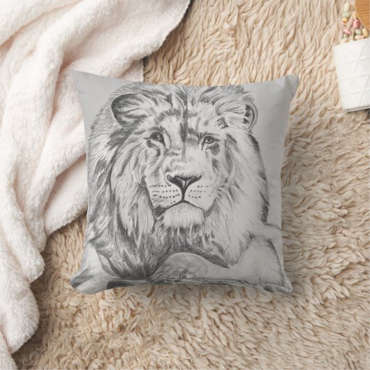 Original Pencil sketch Drawing of a Lion クッション (ブランケット)