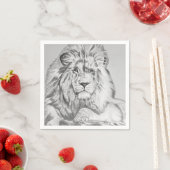 Original Pencil sketch Drawing of a Lion スタンダードカクテルナプキン (インサイチュ)