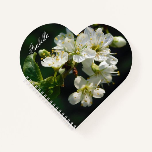 Original Plum Art Heart Personalized Notebook ノートブック (正面)