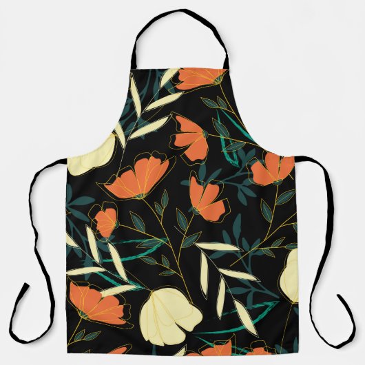 Original seamless pattern with bright tropical lea エプロン (正面)