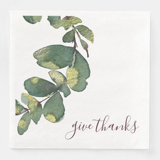 Original Watercolor Greenery Custom Thanksgiving (正面)