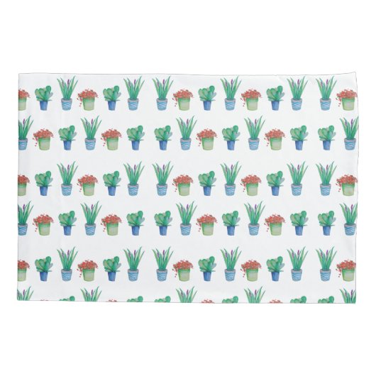 Original watercolor plant design Pillowcase 枕カバー (裏面)