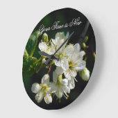 Original White Plum Art Custom Name Wall Clock ラージ壁時計 (傾斜)