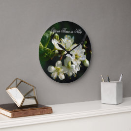 Original White Plum Art Custom Name Wall Clock ラージ壁時計