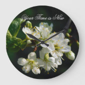 Original White Plum Art Custom Name Wall Clock ラージ壁時計 (正面)