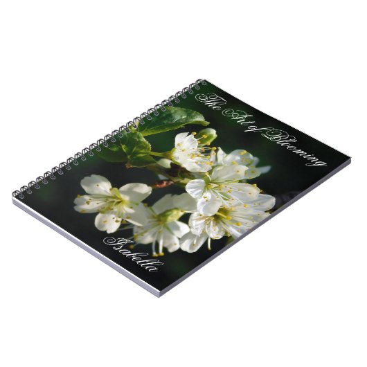 Original White Plum Blossom Art Spiral Notebook ノートブック (左側)