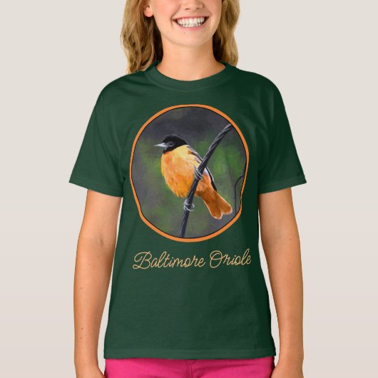 Oriole Painting - Original Bird Art T-Shirt Tシャツ (正面)