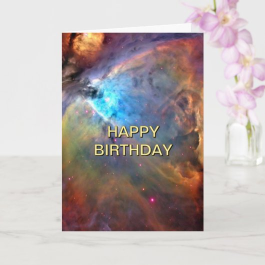 Orion Nebula Out of This World Space Birthday 5x7 カード (蘭)