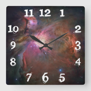 Orion Nebula Photo Cool White Numbers スクエア壁時計