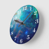 Orion Nebula shimmering blue NASA ラウンド壁時計 (傾斜)