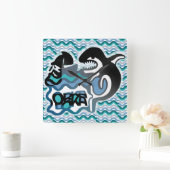 ORKA LOKA / ORCA LOCA BY MASANSER pixelat スクエア壁時計 (ホーム)