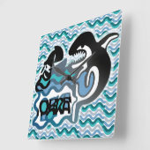 ORKA LOKA / ORCA LOCA BY MASANSER pixelat スクエア壁時計 (傾斜)