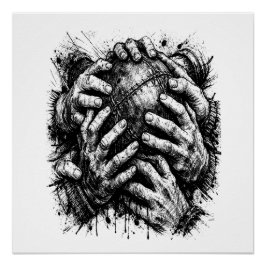 Orkney Dark Art Ink Illustration – Grasping Hands  ポスター