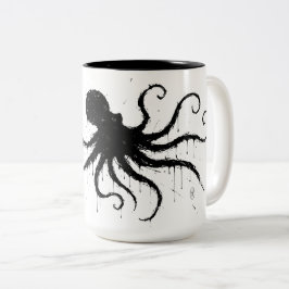 Orkney Dark Ink Illustration – Grasping Octopus ツートーンマグカップ