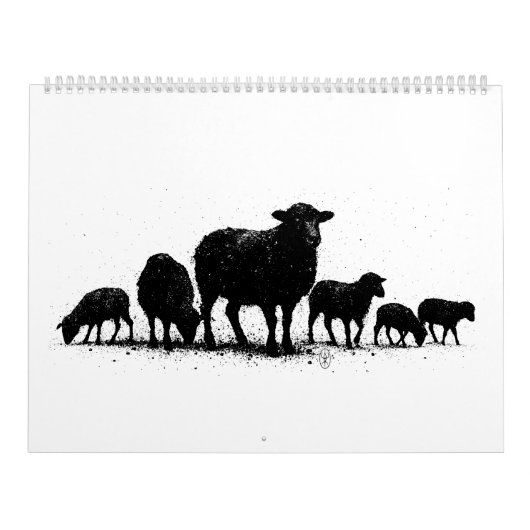 Orkney Sheep — Ink Silhouette Flock カレンダー (カバー)