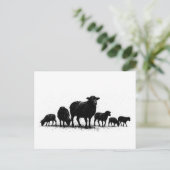Orkney Sheep — Ink Silhouette Flock ポストカード (スタンド正面)