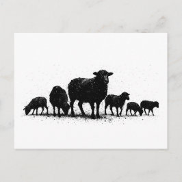 Orkney Sheep — Ink Silhouette Flock ポストカード