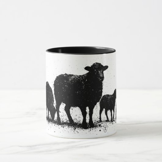 Orkney Sheep — Ink Silhouette Flock マグカップ (中央)
