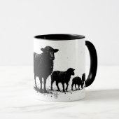 Orkney Sheep — Ink Silhouette Flock マグカップ (正面右)