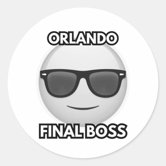 Orlando Final Boss Cool Emoji Sticker ラウンドシール (正面)