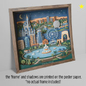 Orlando Florida America Layered Paper Art Diorama ポスター