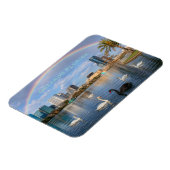 Orlando Florida Skyline Lake Eola Rainbow & Swans マグネット (左側)