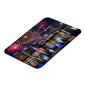 Orlando Florida Skyline with Lake Eola Fireworks マグネット (左側)