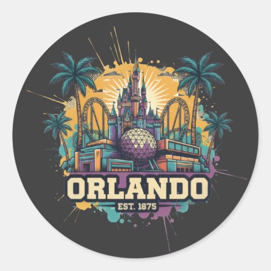 Orlando Florida T-Shirt | Sunshine State Travel ラウンドシール (正面)