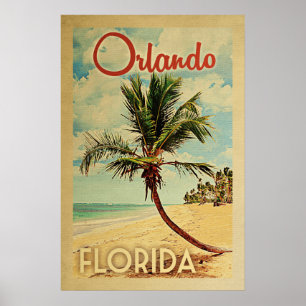 Orlando Palm Tree Vintage Travel ポスター
