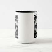 Orlando Skyline Black and White Woodcut Lake Eola マグカップ (中央)