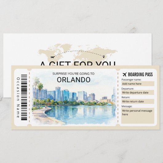 Orlando Trip Boarding Pass Ticket 招待状 (正面/裏面)