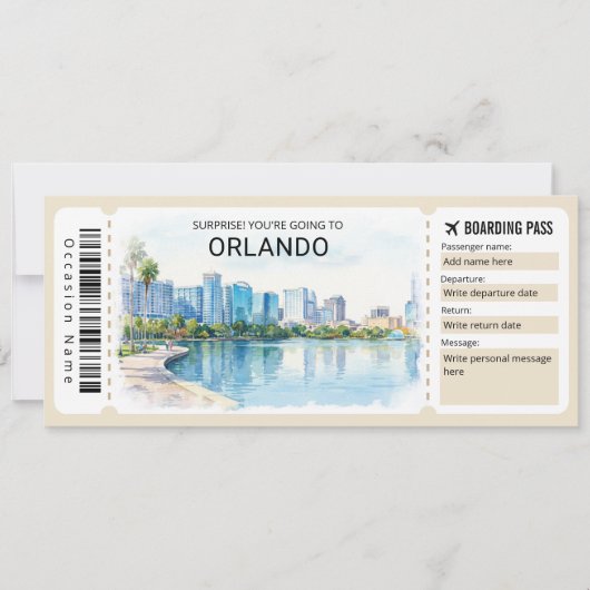 Orlando Trip Boarding Pass Ticket 招待状 (正面)