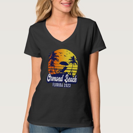 Ormond Beach 2023 Florida Sunset Beach Retro Premi Tシャツ (正面)