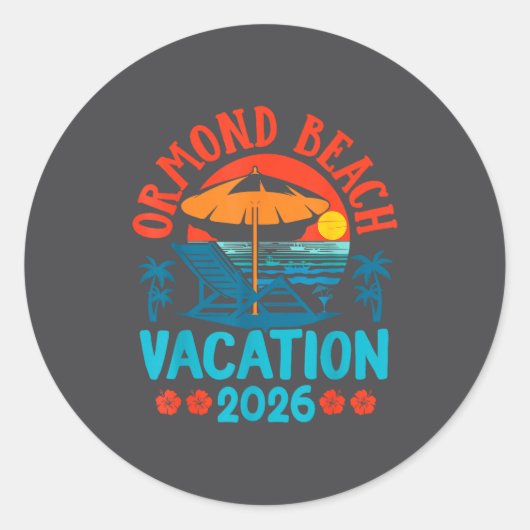 Ormond Beach Florida 2026 Family Vacation Beach Su ラウンドシール (正面)