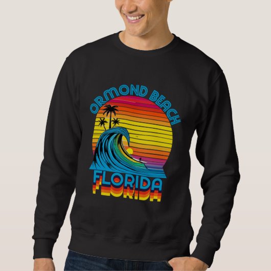 Ormond Beach Florida Retro Throwback Surf & Beach スウェットシャツ (正面)