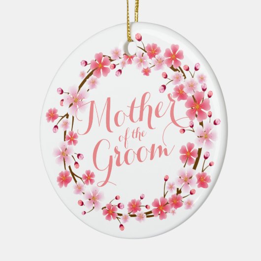 Ornamenを結婚している新郎の桜の母 セラミックオーナメント (左)