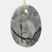 Ornament冬のフクロウの冬の女性 セラミックオーナメント (裏面)