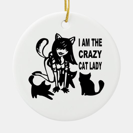 Ornament熱狂するな猫の女性 セラミックオーナメント (正面)